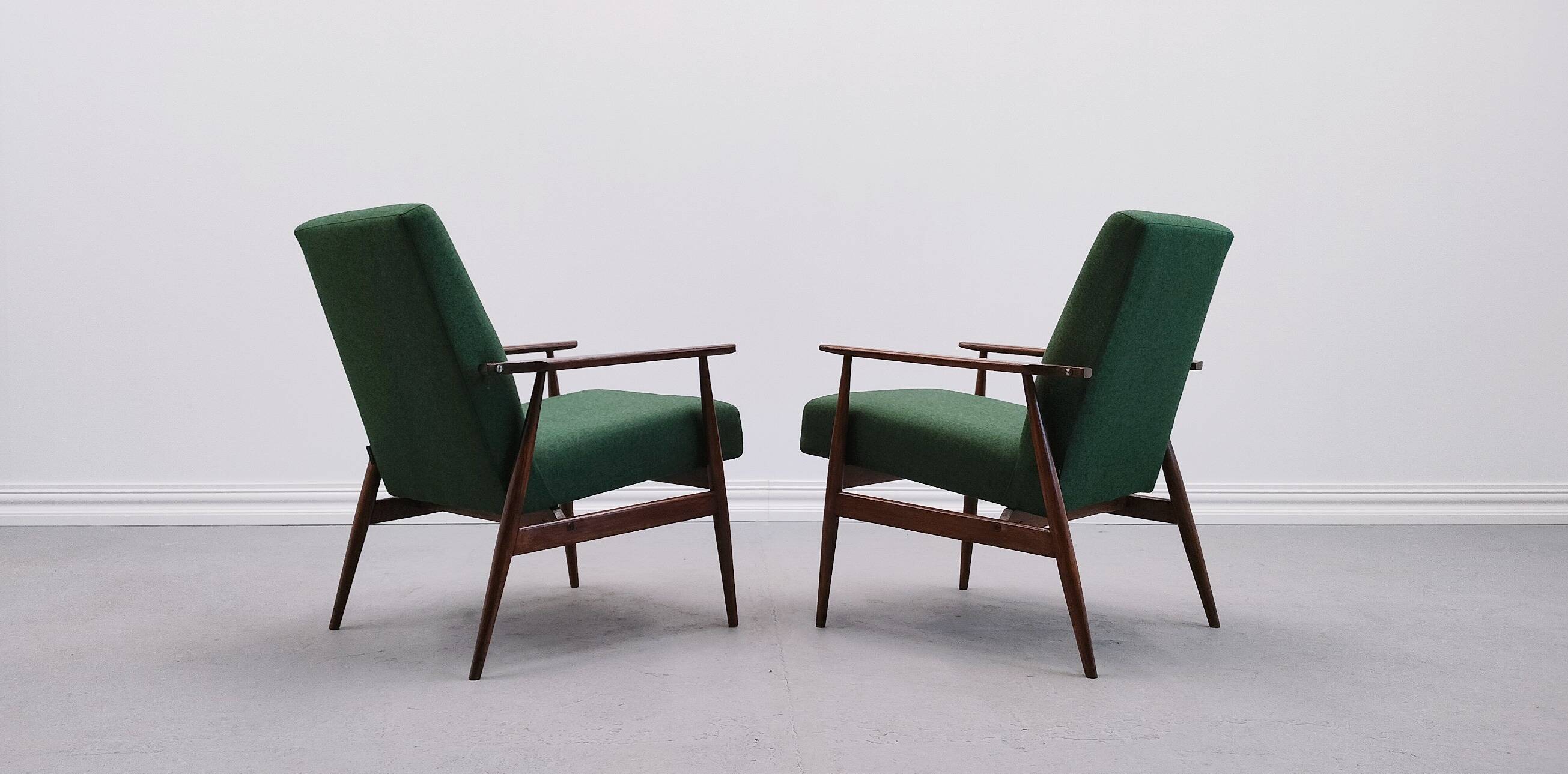1960 Henryk Lis Mid Century Armchair in Green Tweed