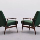 1960 Henryk Lis Mid Century Armchair in Green Tweed
