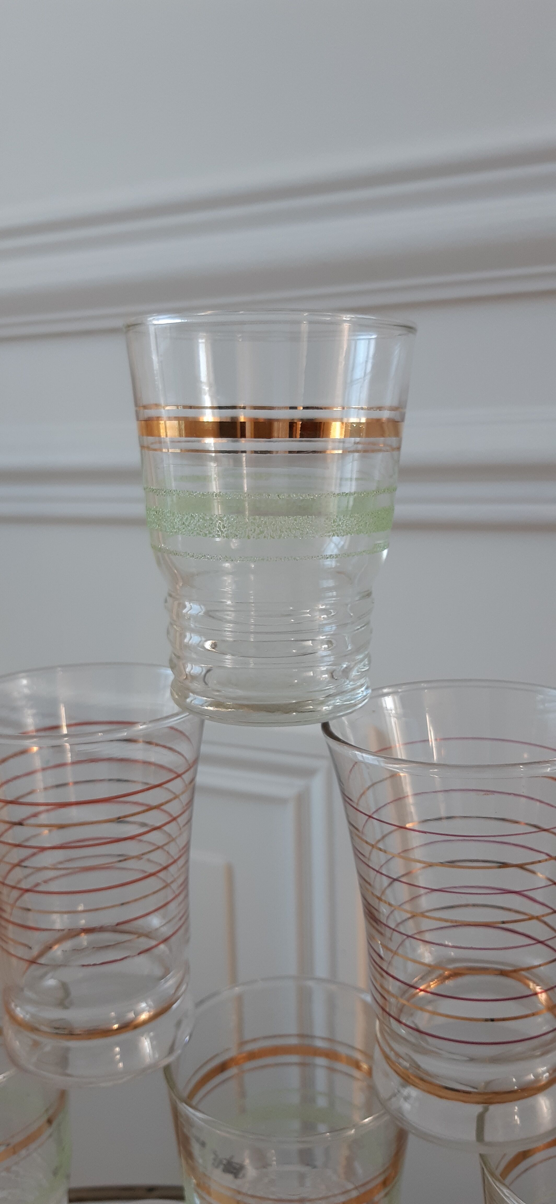 Lot de 12 verres à eau années 50 à liseré