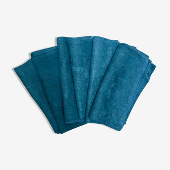 Set of 6 old blue napkins