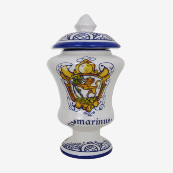 Old apothecary pot, Rosmarinus ceramic medicine jar. Year 70 80