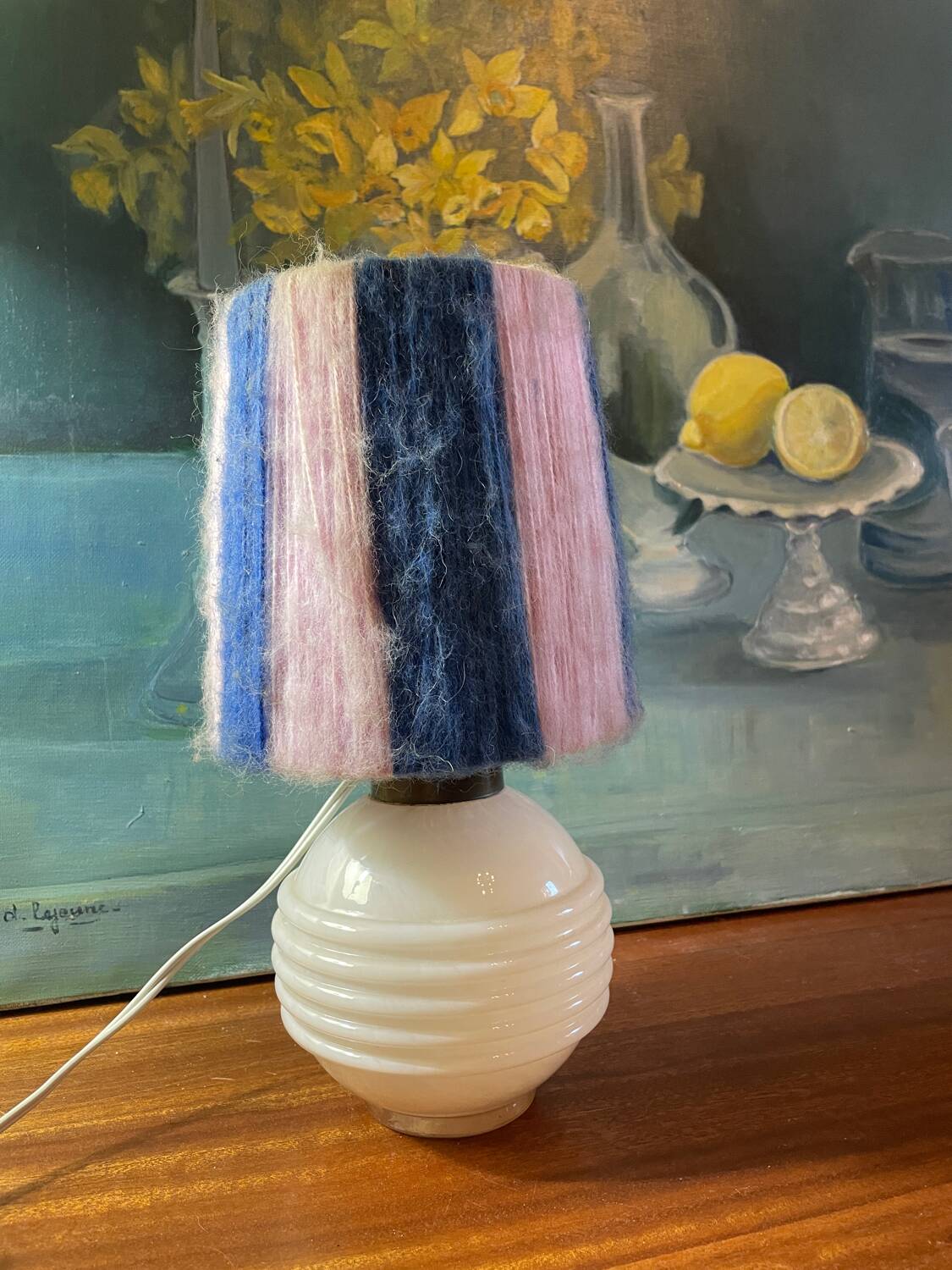 Art Deco lamp pink glass