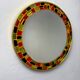 Spanish hand-painted ceramic-style mosaic circular mirror, 1970s
