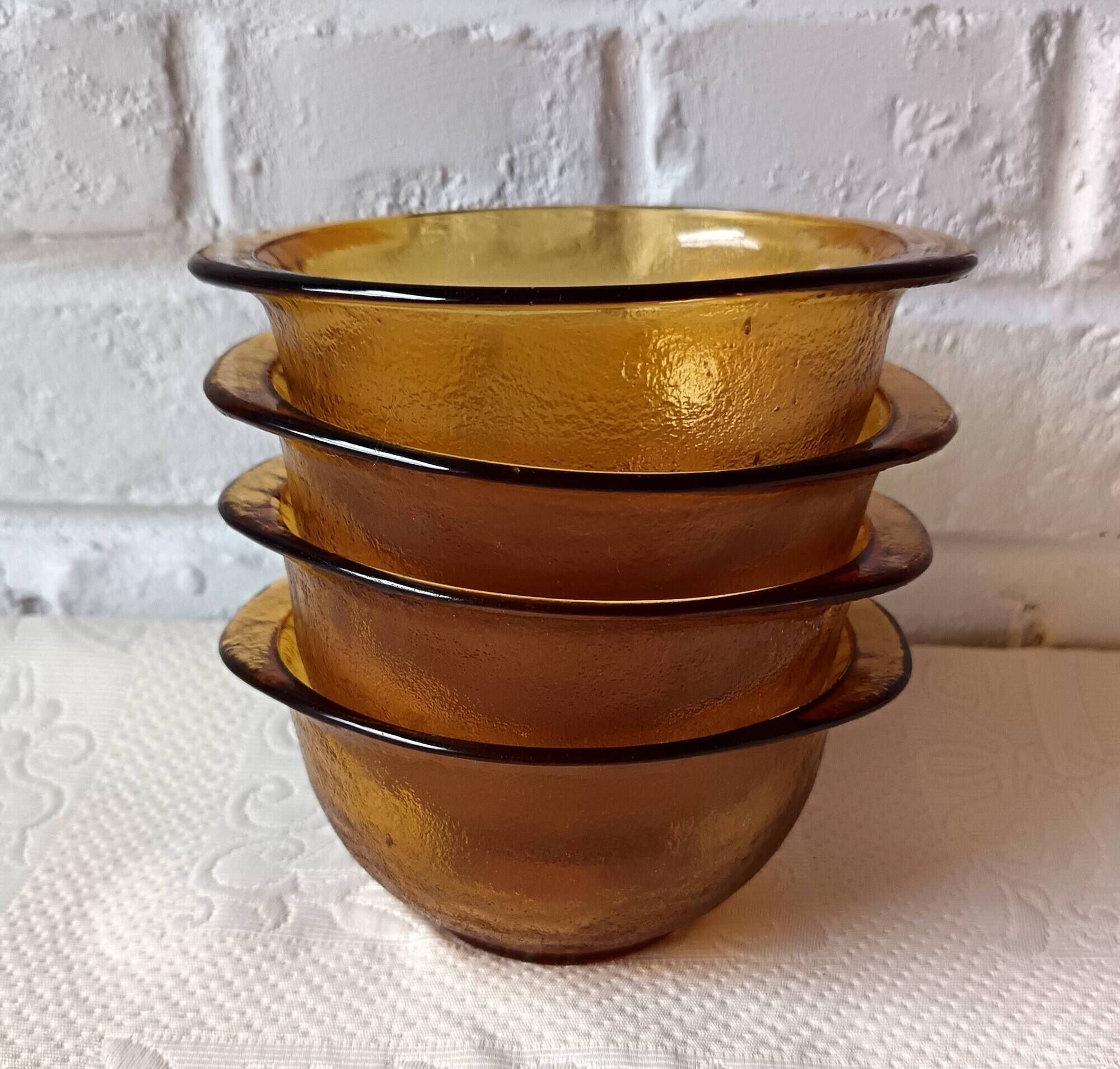 4 ear bowls Arcoroc Sierra, Vintage 70's bowls, France