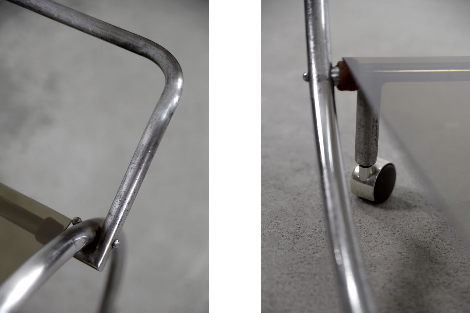 Vintage art déco chrome and glass round bar cart, 1930s