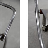 Vintage art déco chrome and glass round bar cart, 1930s