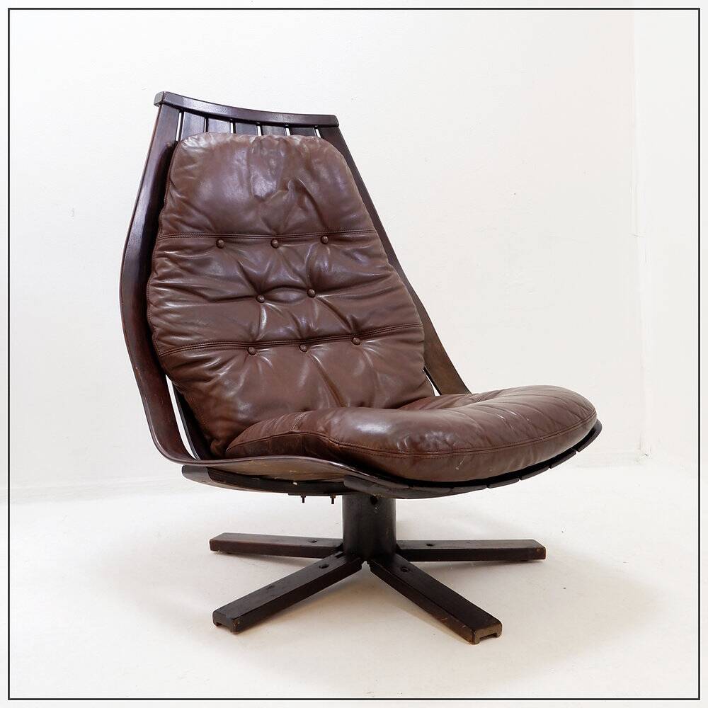Vintage swivel armchair 1970 by Hans Brattrud for Hove Möbler