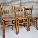 Ensemble de trois chaises bistrot vintage "Luterma", années 40/50