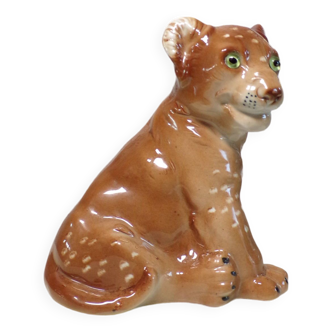 Art deco lion cub night light lamp in porcelain