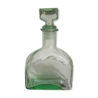Vintage green glass whiskey decanter