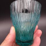 Set of 6 turquoise glass water glasses around 1975