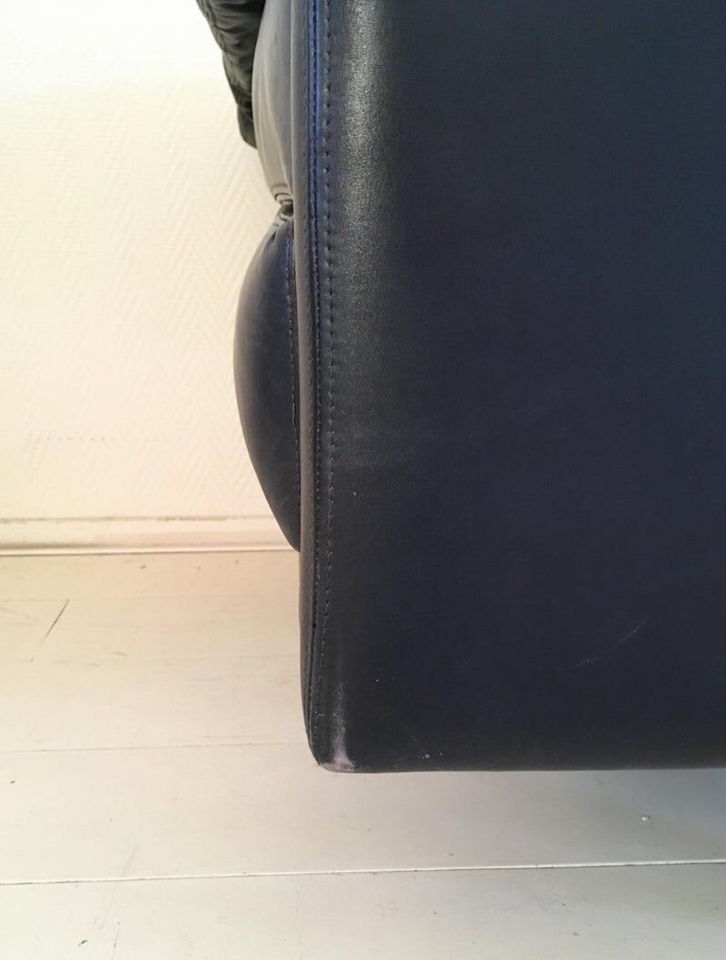 Durlet, Blue Leather Sofa, Model Cornelius, 1980s