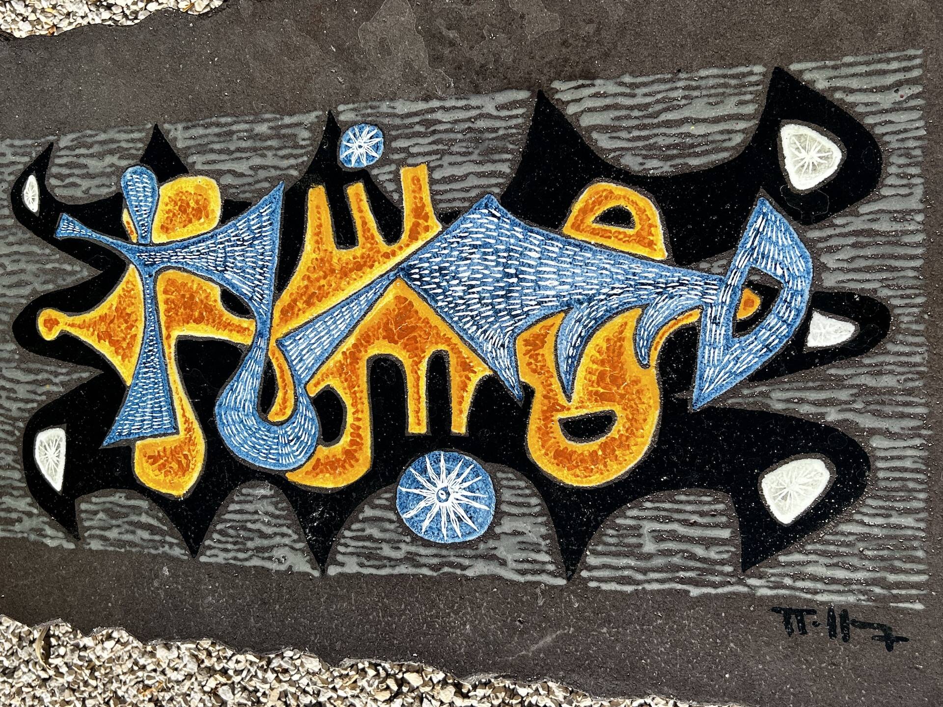 Jean Jaffeux enameled lava coffee table 1950