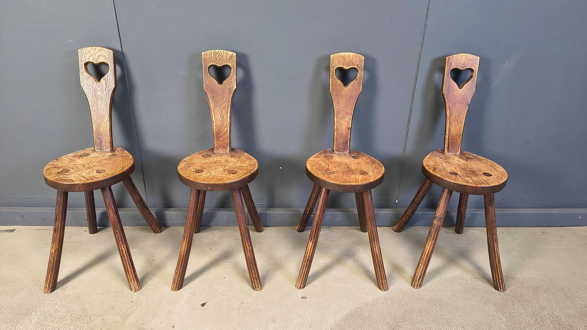 Vintage brutalist heart shaped chairs, 1960s