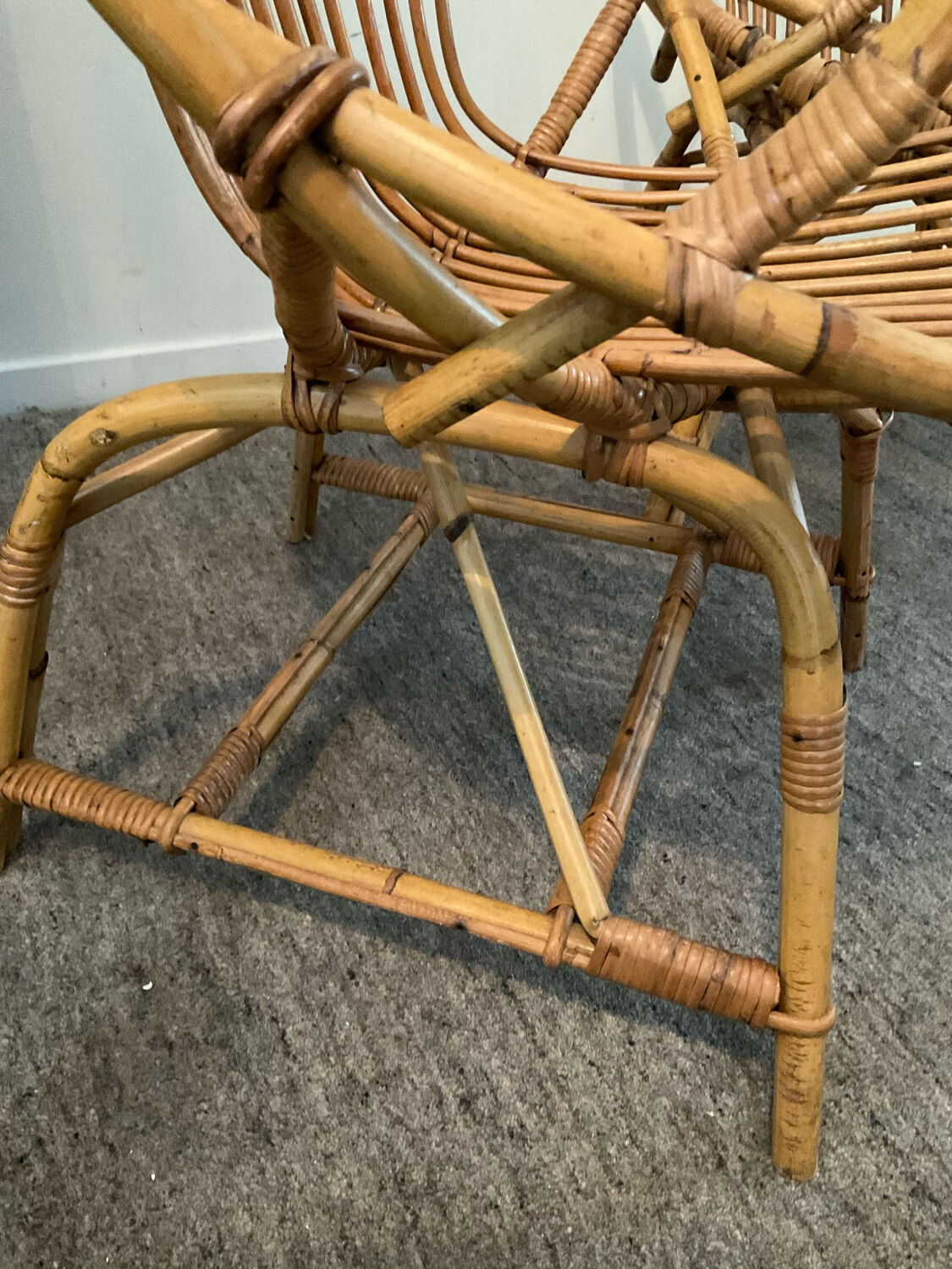 Pair of rattan shell armchairs 60s