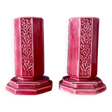 Lot de 2 vases art déco en céramique Rose de Digoin