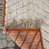 Handmade white wool Berber rug, size 100 x 200 cm