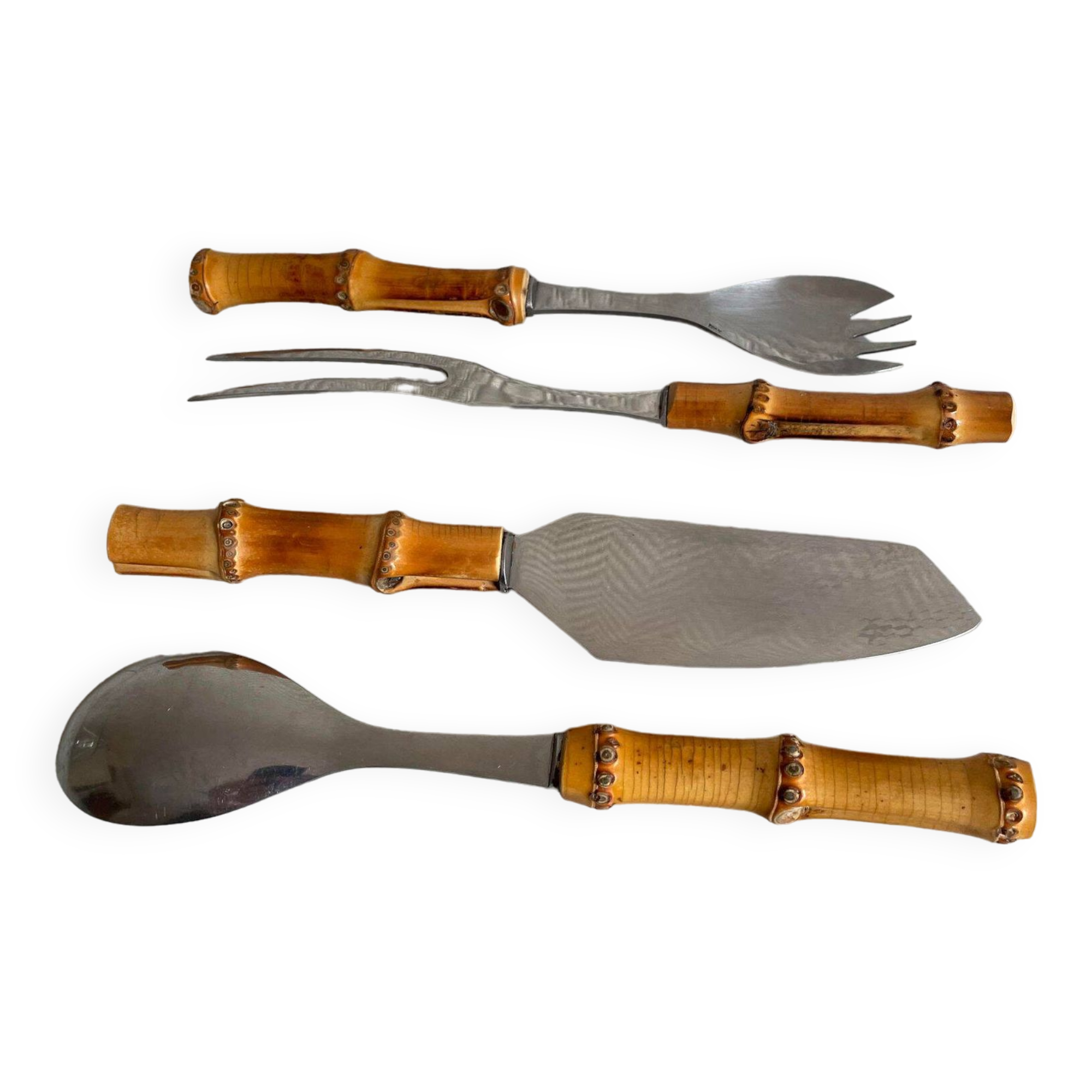 Set of four bamboo serving cutlery