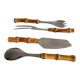 Set of four bamboo serving cutlery