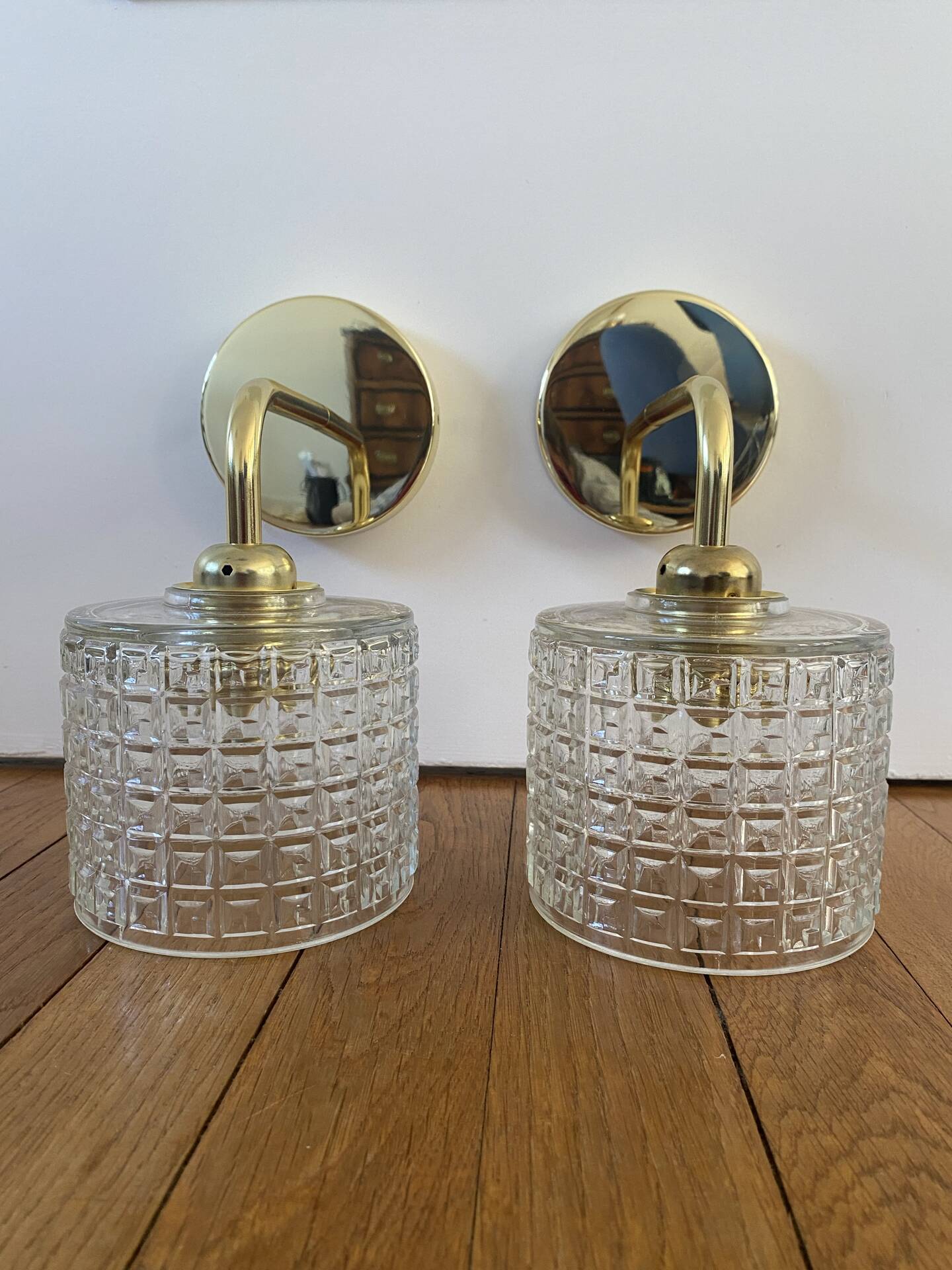 Pair of vintage glass globe wall lights