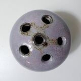 Vintage design stoneware flower frog, signed ball vase