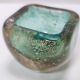 Green Gold Flecked Sommerso Glass Bonbonnière / Trinket Bowl by Venini, Ita