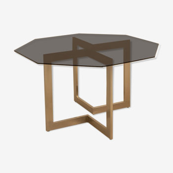 Dining table "two legs" octagonal metal 70's