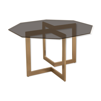 Dining table "two legs" octagonal metal 70's