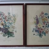 Framed Vilmorin lithograph, bouquet No 7, 1857, E. Champin