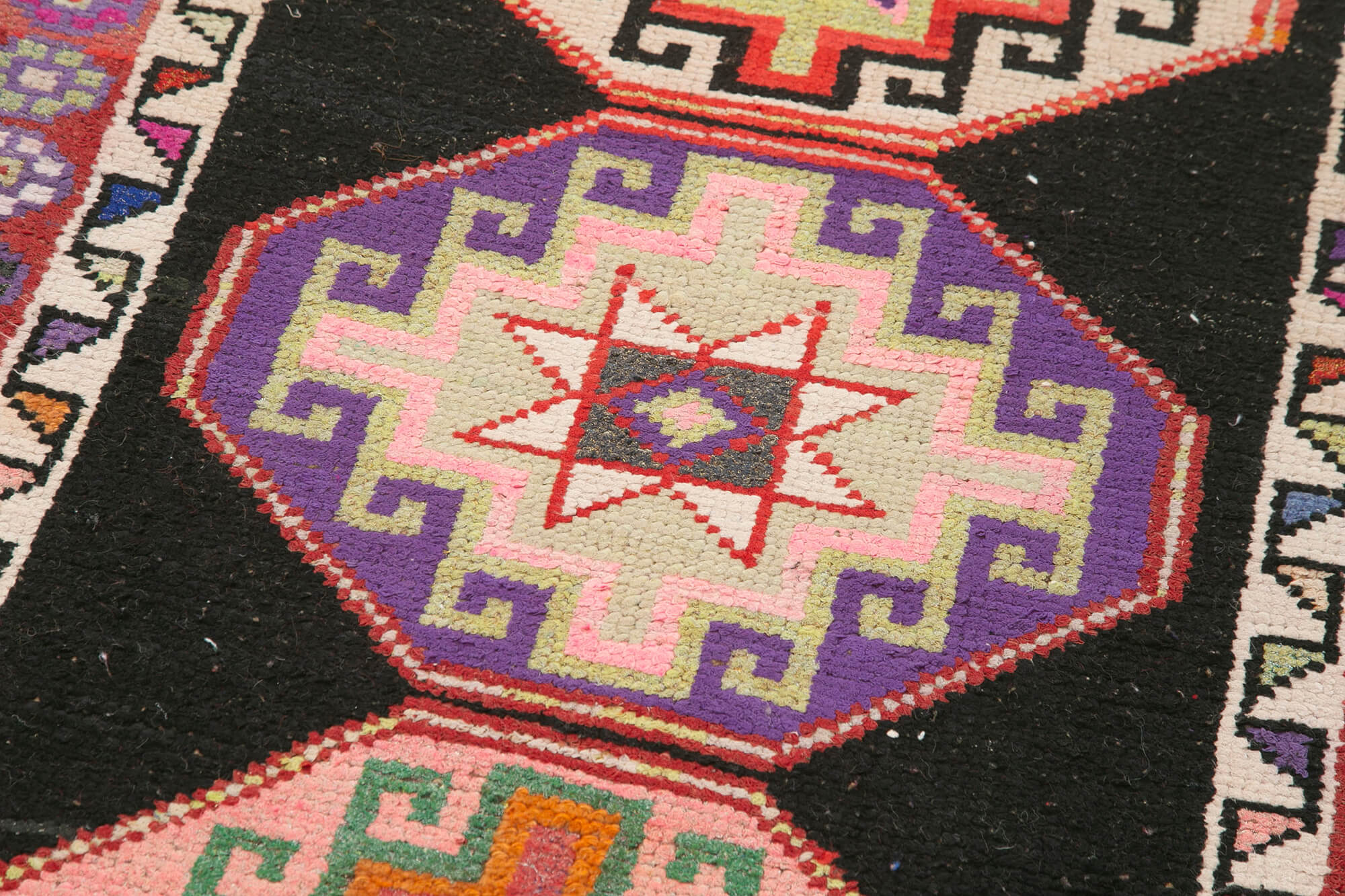 Handwoven anatolian multicolor runner rug 87 cm x 330 cm