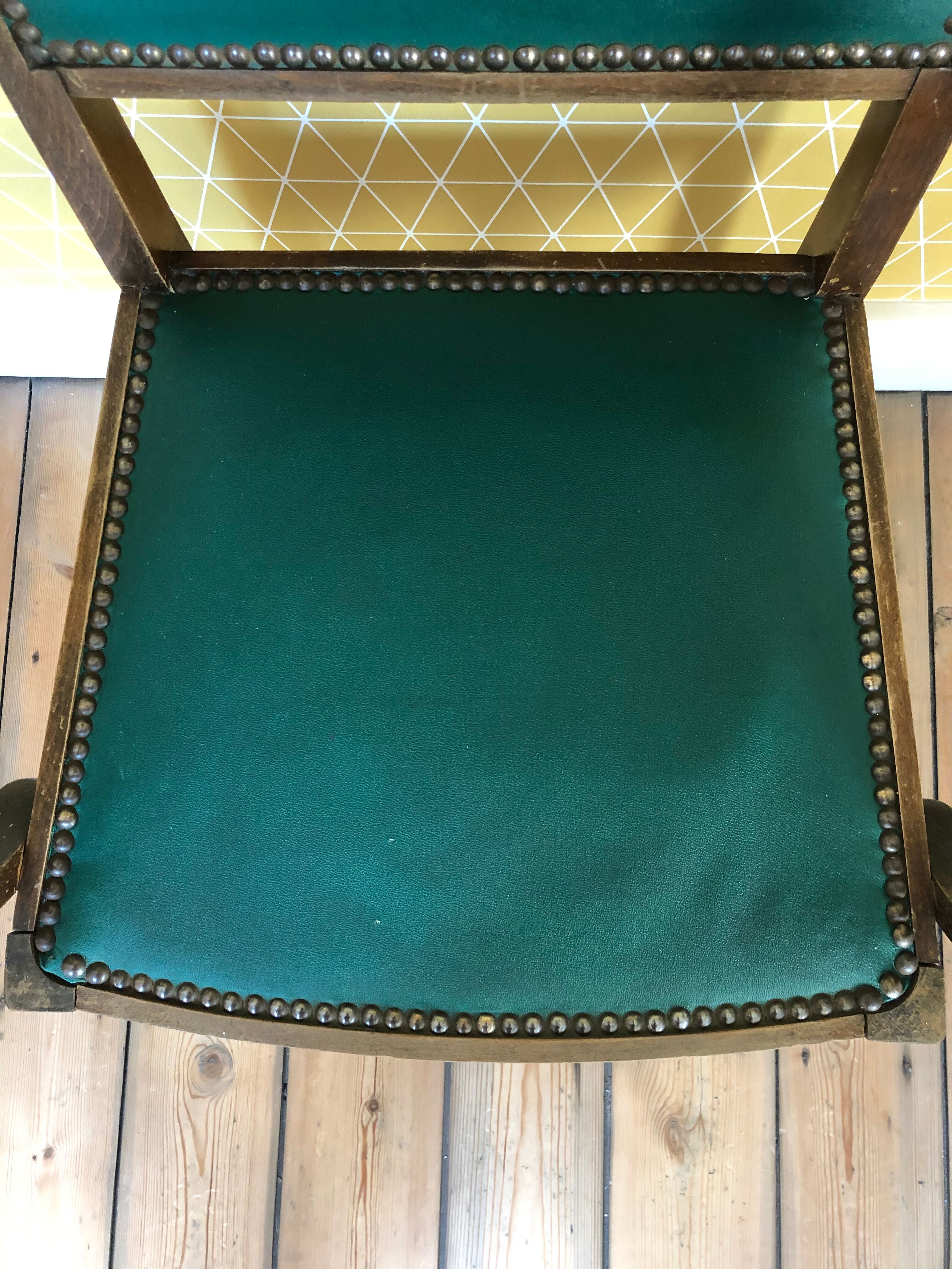 Fauteuil bridge vert années 50