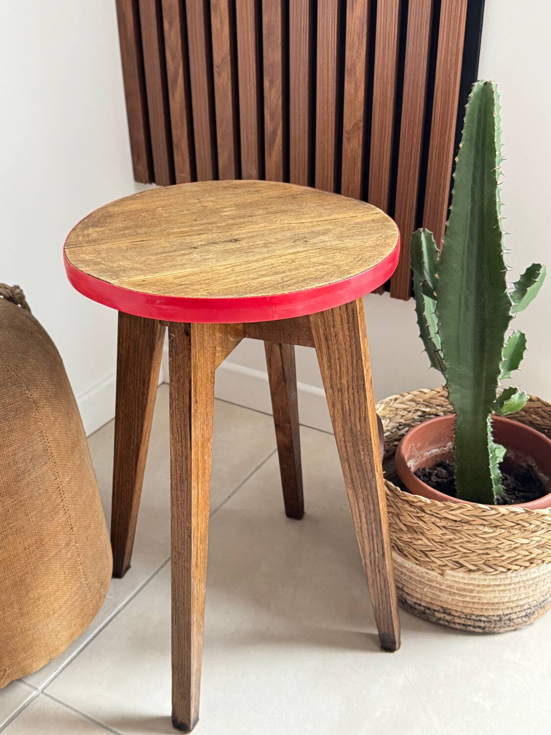 Vintage round wooden stool
