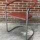 Set of 4 design cantilever chairs cognac leather and chrome design
