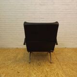 Tecno P40 chaise longue  , cuir noir