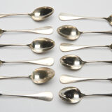 12 small silver metal spoons engraved "FB", early XXth