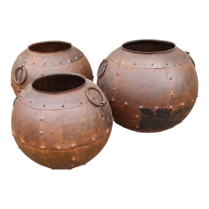 Lot de 3 pots en métal