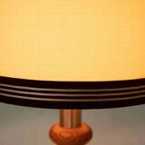 1960s bohemian table lamp, space age wooden bedside lamp