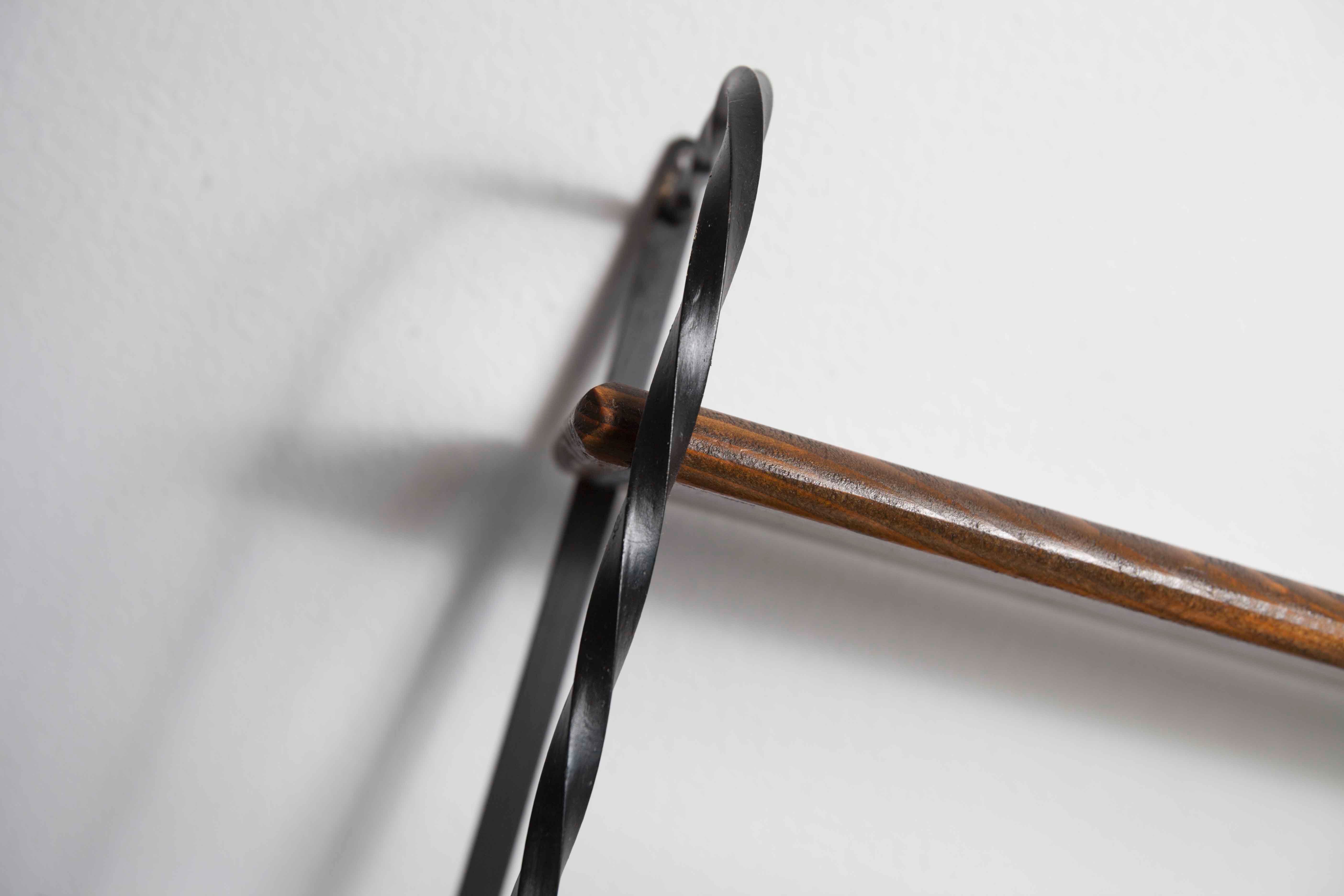 Wall shelf string 1960 3 solid wood tops black and brown