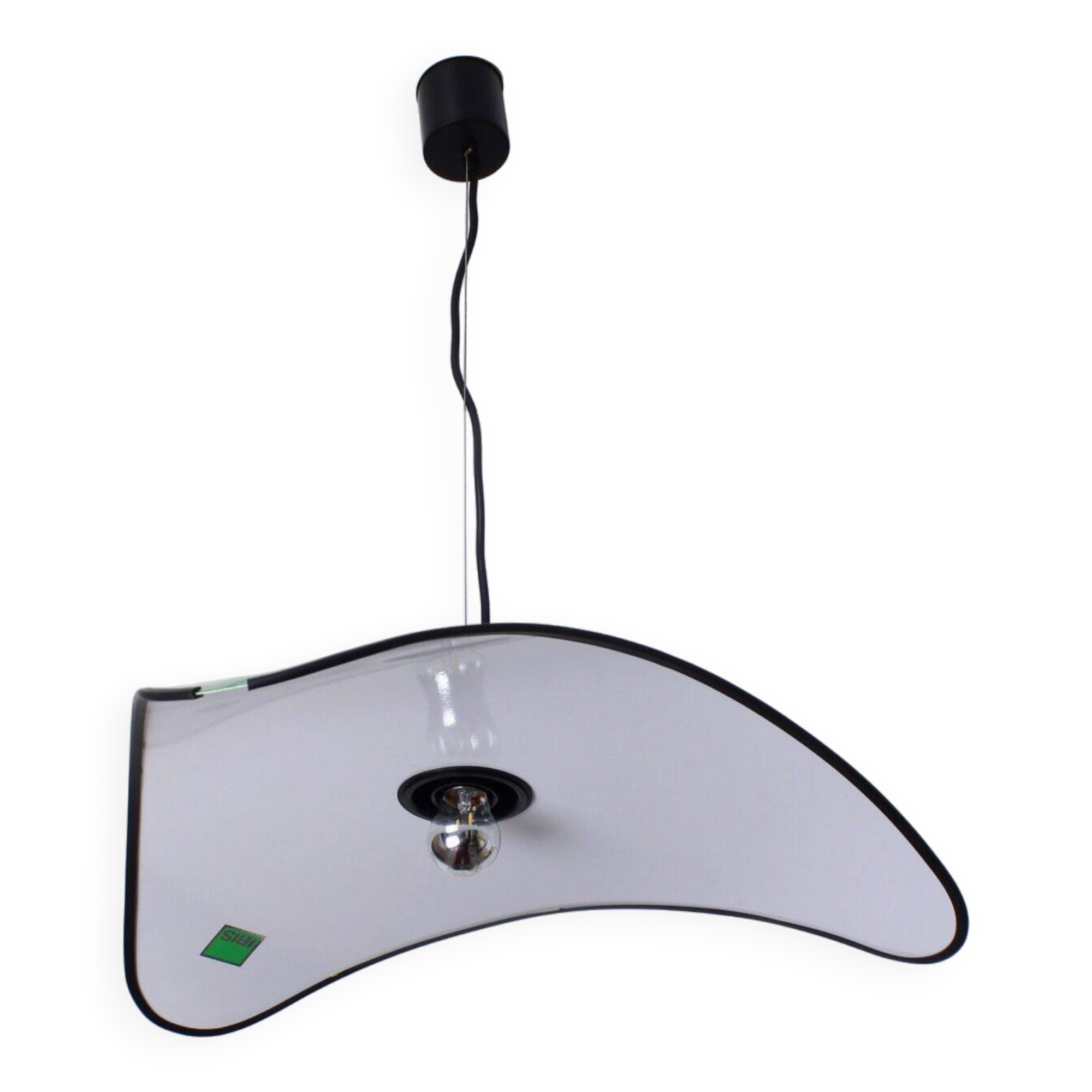 Triangular green metal pendant lamp by IBIS, 1980s