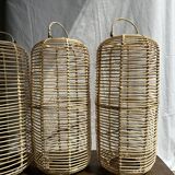 Large lantern-shaped rattan pendant lamp H50 D24
