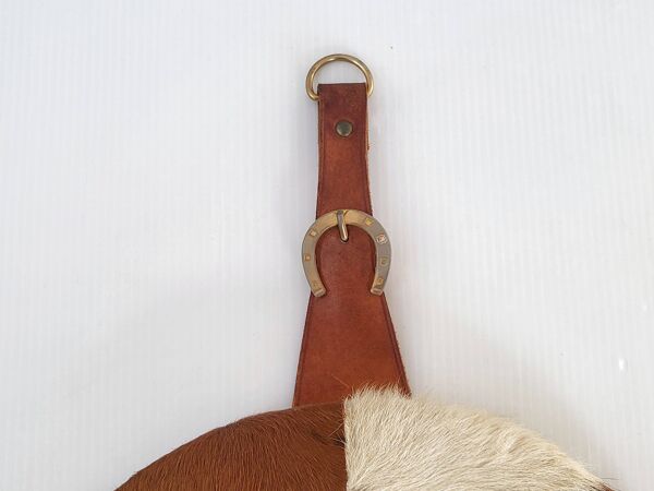 Miroir fer à cheval en peau de vache 1970 vintage