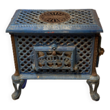 Cast iron and blue ceramic wood stove, from the Chauffette brand