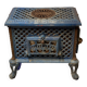 Cast iron and blue ceramic wood stove, from the Chauffette brand