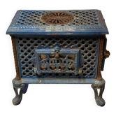 Cast iron and blue ceramic wood stove, from the Chauffette brand