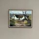 Original Swedish Oil on Canvas – "Farm" by Jörgen Bruun – Signed – Vintage and Framed – 41 × 31 cm (16.1" × 12.2")