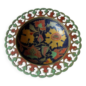 Brass enamelled bowl vintage from the 1970s