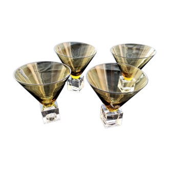 DESIGN GLASSES handcrafted color: 1 set of 4 glasses color AMBER