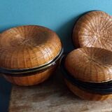 3 nesting baskets boxes in rattan or bamboo