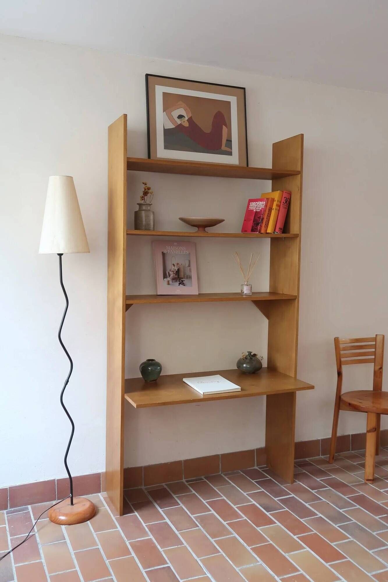 Birch plywood bookshelf, desk top.