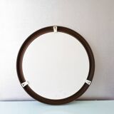 Vintage brown round mirror made of plastic, 80s